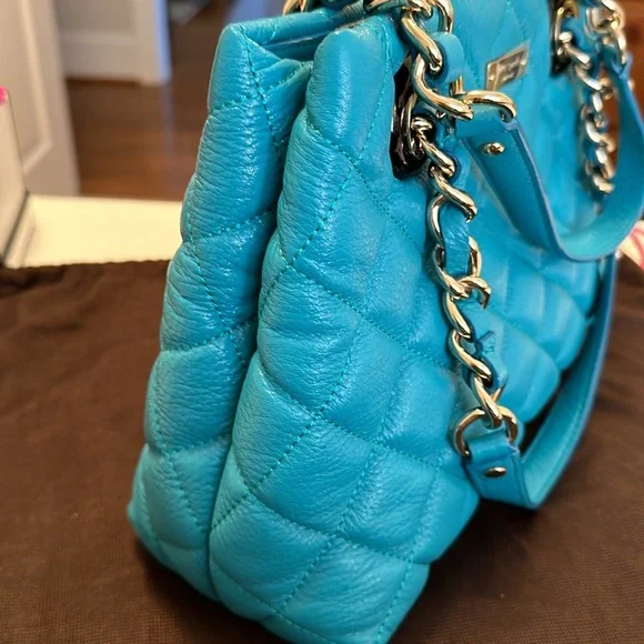 KATE SPADE Sm Maryanne Gold Coast mid teal hand bag quilted original dust bag - Picture 10 of 16